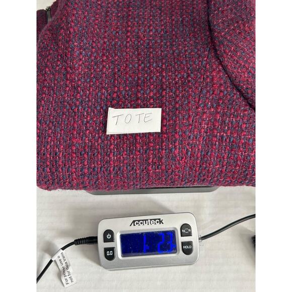 LOFT Blazer Womens Size 10 Burgundy Blue Wool Tweed Collarless Full Zip Jacket - Picture 12 of 12